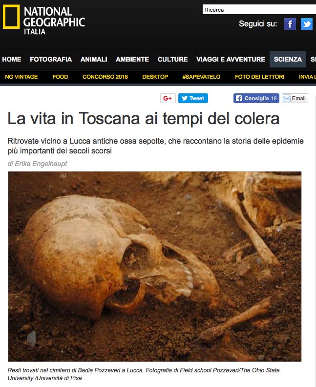 Ritrovate vicino a Lucca antiche ossa sepolte, che raccontano la storia delle epidemie più importanti dei secoli scorsi.